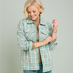 Fleece Lined Zip Front Check Shirt - LN432
